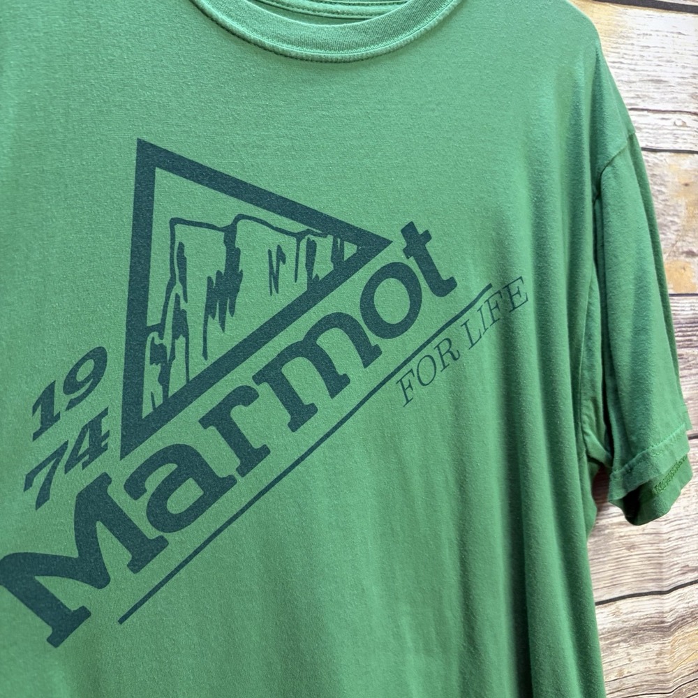 Green 1974 MARMOT for Life Men's XL Tee Shirt Cotton Short Sleeve Outdoors - Picture 4 of 4